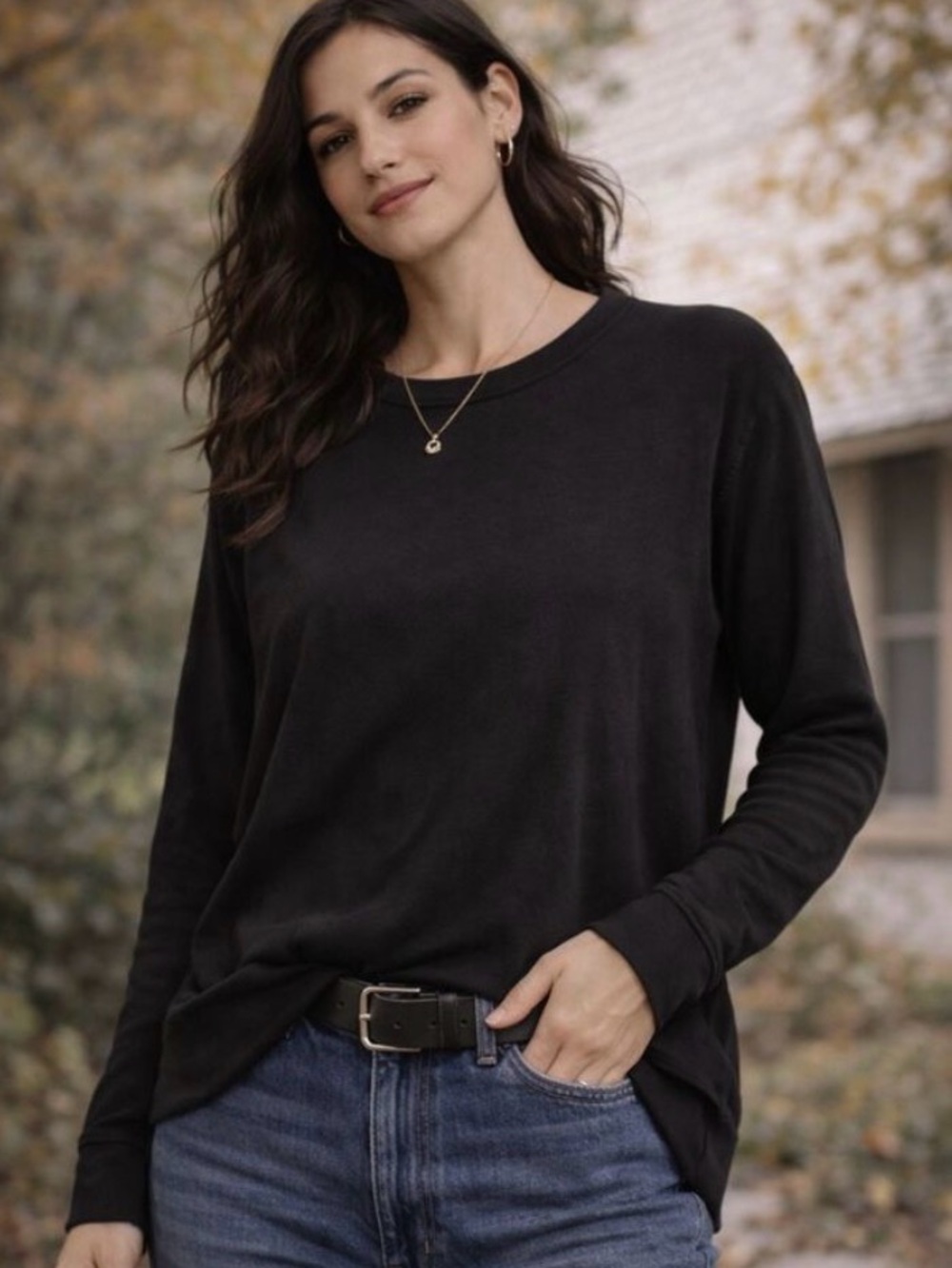 Athleta Black Long Sleeve Oversized Crew Top